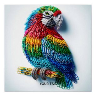 Fantasy Niedlich Paper Clips Bird Poster