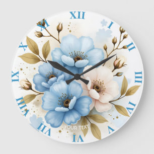 Fantasy Niedlich Pastel Watercolor Blume Große Wanduhr