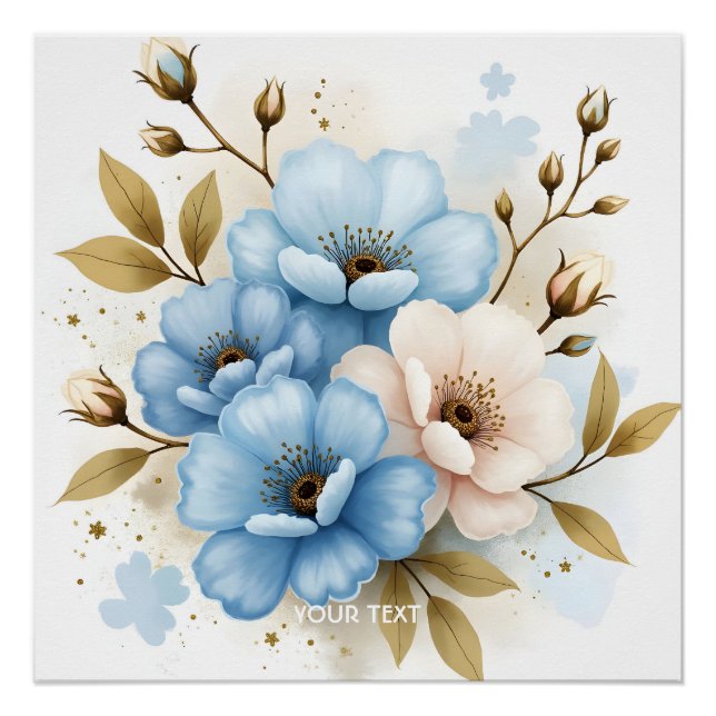 Fantasy Niedlich Pastel Watercolor Blume Poster (Vorderseite)