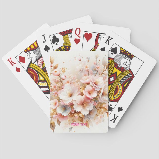 Fantasy Niedlich Pastell Pink Sakura Spielkarten (Rückseite)