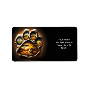 Fantasy Niedlich Paw Lion Stone Adressaufkleber