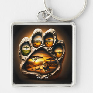 Fantasy Niedlich Paw Lion Stone Schlüsselanhänger