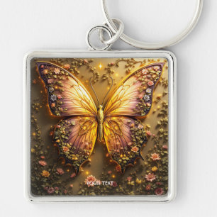 Fantasy Niedlich Peach Butterfly Schlüsselanhänger