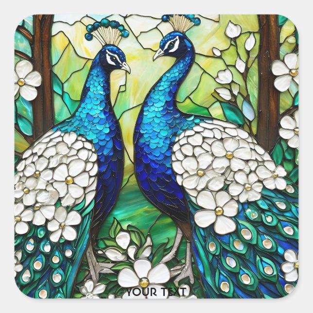 Fantasy Niedlich Peacock Festglas Quadratischer Aufkleber (Vorderseite)