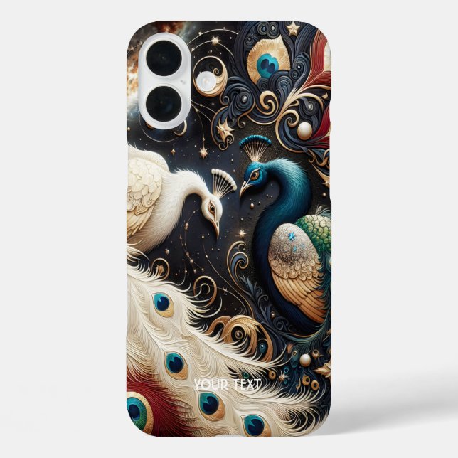 Fantasy Niedlich Peacocks Crescent Feathers Case-Mate iPhone Hülle (Rückseite)