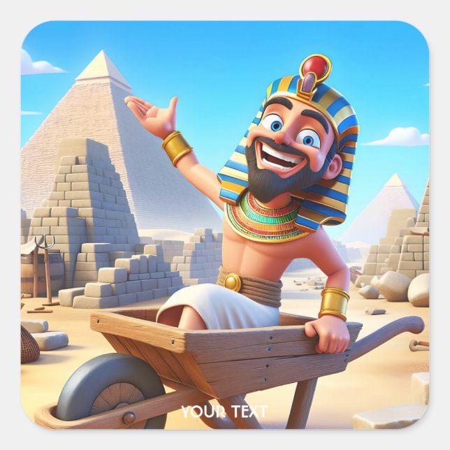 Fantasy Niedlich Pharaoh Pyramiden Ägypten Quadratischer Aufkleber (Vorderseite)