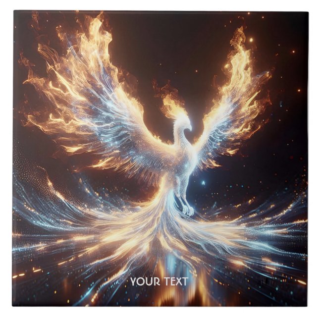 Fantasy Niedlich Phoenix Feuer Reborn Fliese (Vorderseite)