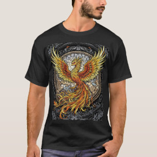 Fantasy Niedlich Phoenix Grau Orange T-Shirt
