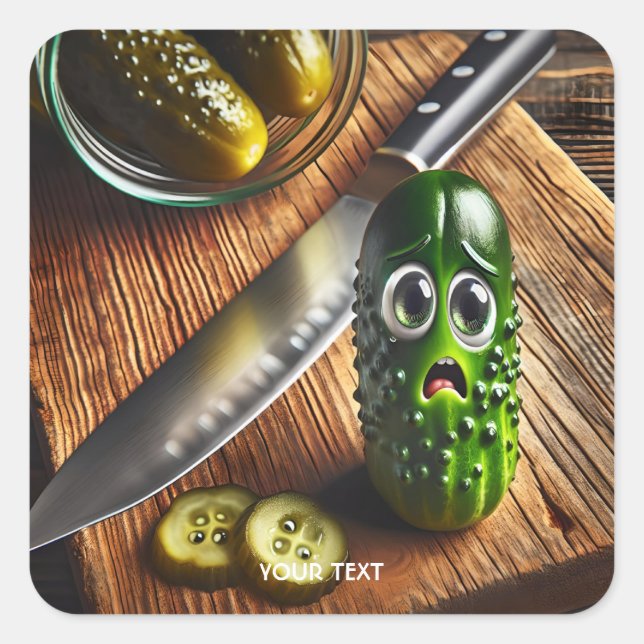 Fantasy Niedlich Pickles Board Jar Quadratischer Aufkleber (Vorderseite)