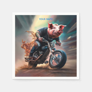 Fantasy Niedlich Pig Riding Bike Serviette