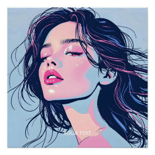 Fantasy Niedlich Pink Blue Girl Poster
