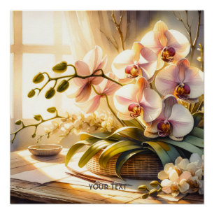 Fantasy Niedlich Pink Orchideen Wasserfarben Poster