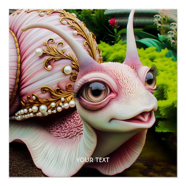 Fantasy Niedlich Pink Snail Pearls Poster (Vorderseite)