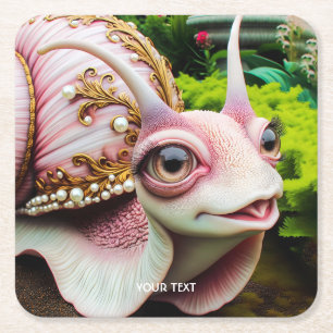 Fantasy Niedlich Pink Snail Pearls Rechteckiger Pappuntersetzer