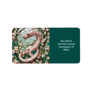 Fantasy Niedlich Pink Snake Sakura Adressaufkleber