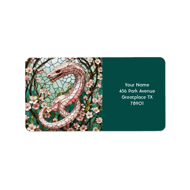 Fantasy Niedlich Pink Snake Sakura Adressaufkleber (Vorne)