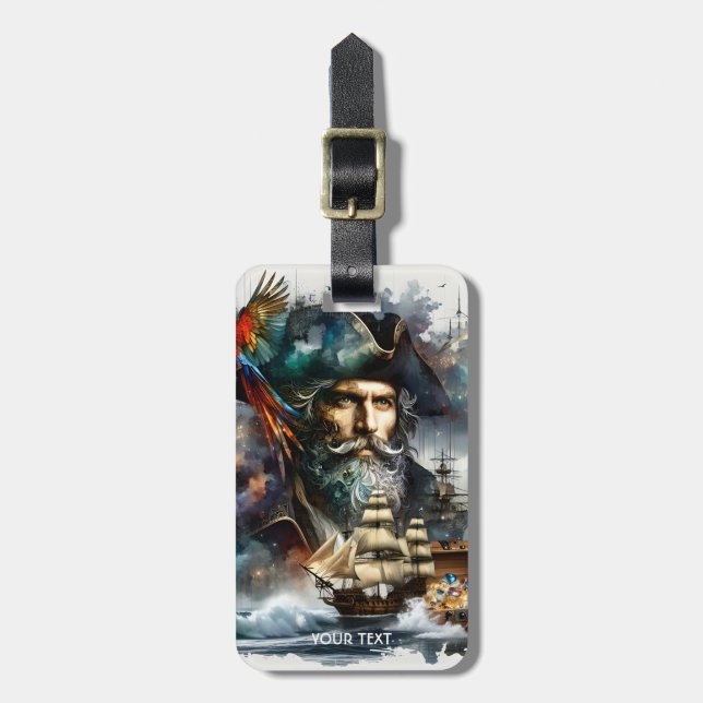 Fantasy Niedlich Pirate Sea Ship Gepäckanhänger (Vorderseite vertikal)