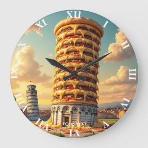 Fantasy Niedlich Pisa Tower Pizza Große Wanduhr
