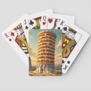 Fantasy Niedlich Pisa Tower Pizza Spielkarten