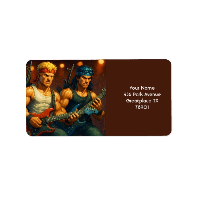 Fantasy Niedlich pixized Rock Band Adressaufkleber (Vorne)