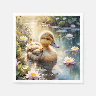 Fantasy Niedlich Playful Duckling Blume Serviette