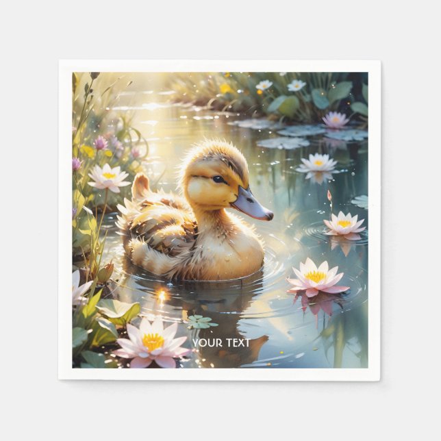 Fantasy Niedlich Playful Duckling Blume Serviette (Vorderseite)