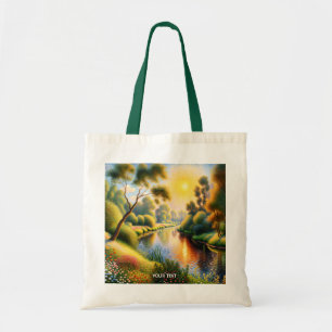 Fantasy Niedlich Pointillism Landscape River Tragetasche