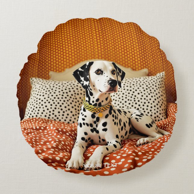 Fantasy Niedlich Polka Dog Dot Rundes Kissen (Vorderseite)