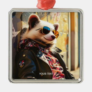 Fantasy Niedlich Possum Leather Jacket Ornament Aus Metall