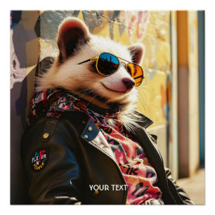 Fantasy Niedlich Possum Leather Jacket Poster