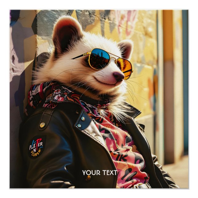 Fantasy Niedlich Possum Leather Jacket Poster (Vorderseite)