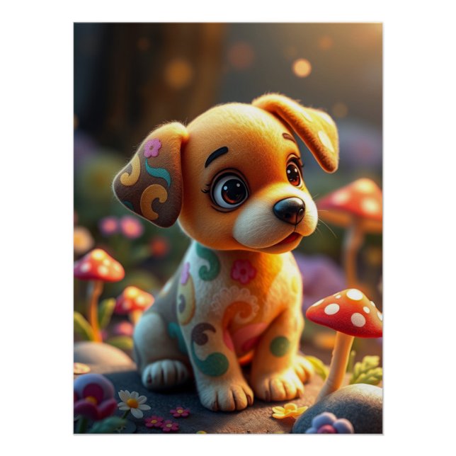 Fantasy niedlich Puppy Art Poster (Vorderseite)