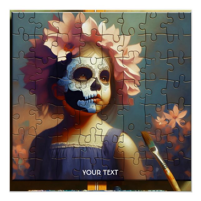 Fantasy Niedlich Puzzle Girl Blume Poster (Vorderseite)