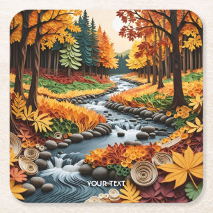 Fantasy Niedlich Quillfall Landschaft Rechteckiger Pappuntersetzer