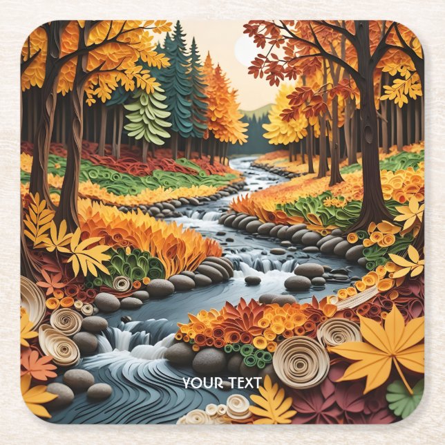 Fantasy Niedlich Quillfall Landschaft Rechteckiger Pappuntersetzer (Vorderseite)