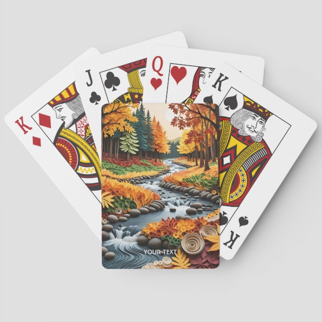 Fantasy Niedlich Quillfall Landschaft Spielkarten (Rückseite)