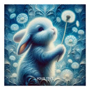 Fantasy Niedlich Rabbit Bunny Blume Poster