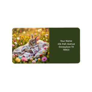 Fantasy Niedlich Rabbit Painter Blume Adressaufkleber