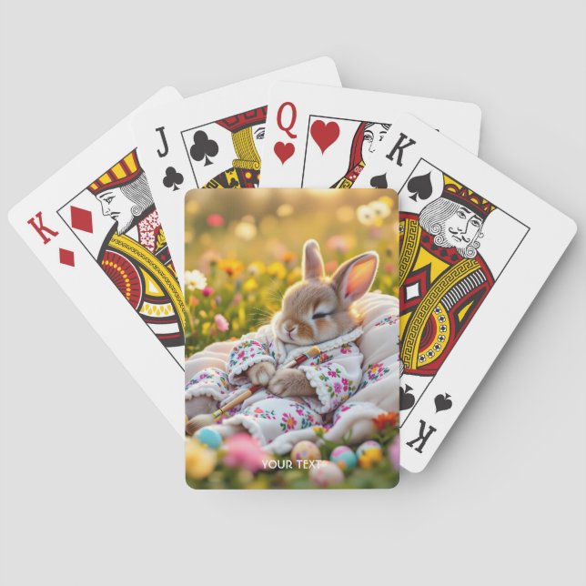 Fantasy Niedlich Rabbit Painter Blume Spielkarten (Rückseite)
