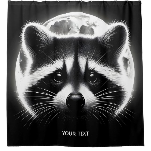 Fantasy Niedlich Racoon Face Moon Duschvorhang (Vorderseite)