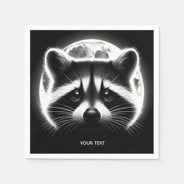 Fantasy Niedlich Racoon Face Moon Serviette (Vorderseite)