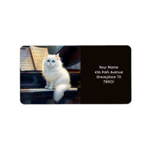 Fantasy Niedlich Ragdoll Chat Auf Piano Adressaufkleber
