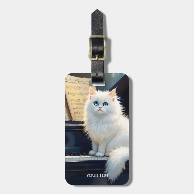 Fantasy Niedlich Ragdoll Chat Auf Piano Gepäckanhänger (Vorderseite vertikal)
