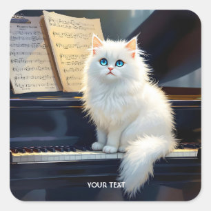 Fantasy Niedlich Ragdoll Chat Auf Piano Quadratischer Aufkleber