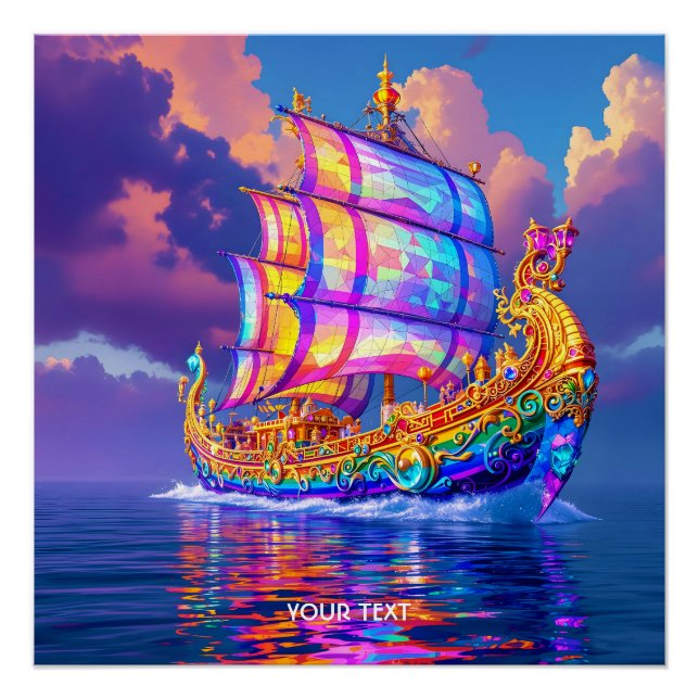 Fantasy Niedlich Rainbow Colors Ship Poster (Vorderseite)