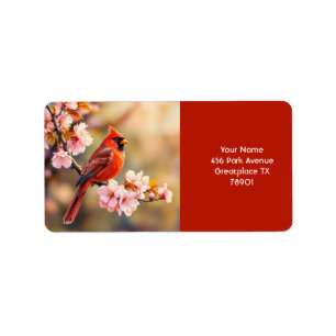 Fantasy Niedlich Red Bird Cherry Adressaufkleber