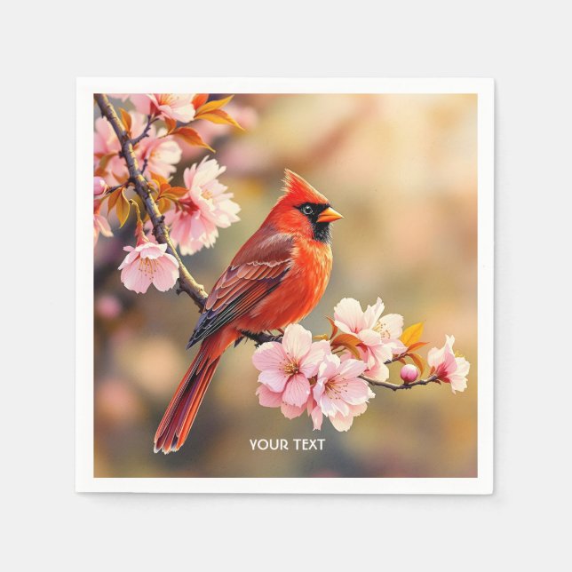 Fantasy Niedlich Red Bird Cherry Serviette (Vorderseite)