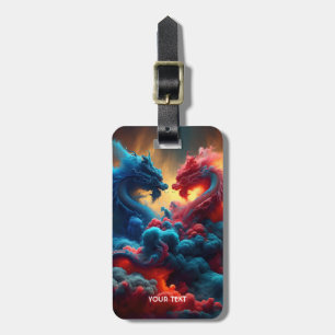 Fantasy Niedlich Red Blue Dragons Gepäckanhänger