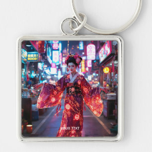 Fantasy Niedlich Red Cyber Kimono Schlüsselanhänger