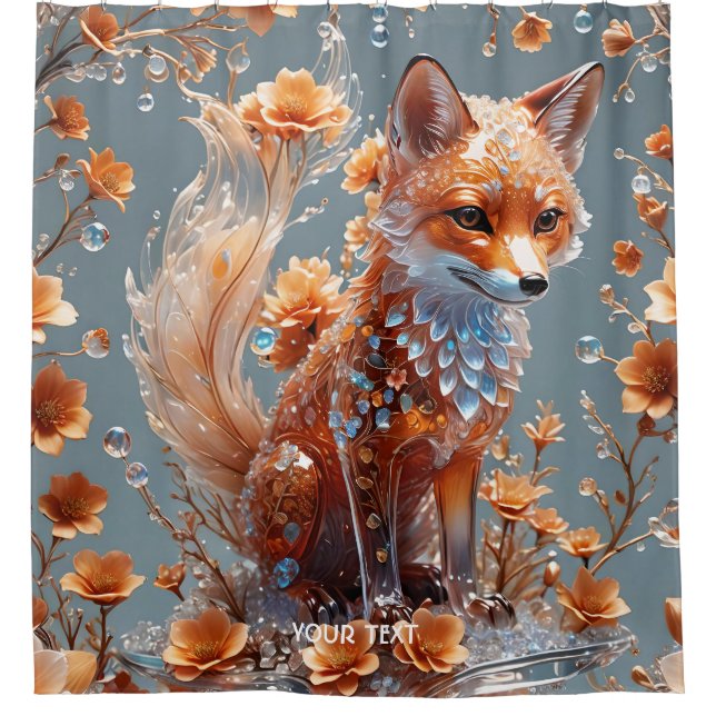Fantasy Niedlich Red Glass Fox Duschvorhang (Vorderseite)